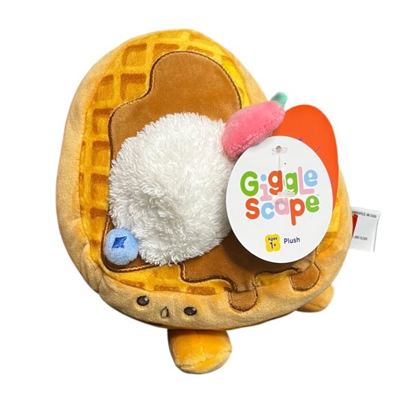 Giggle Scape Plush Waffle Toy with Whipped Cream & Berries - Soft‎ & Cute - Picture 1 of 11